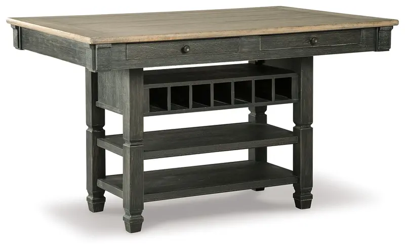 Tyler Creek Counter-Height Rectangular Dining Table – Black and Gray Design