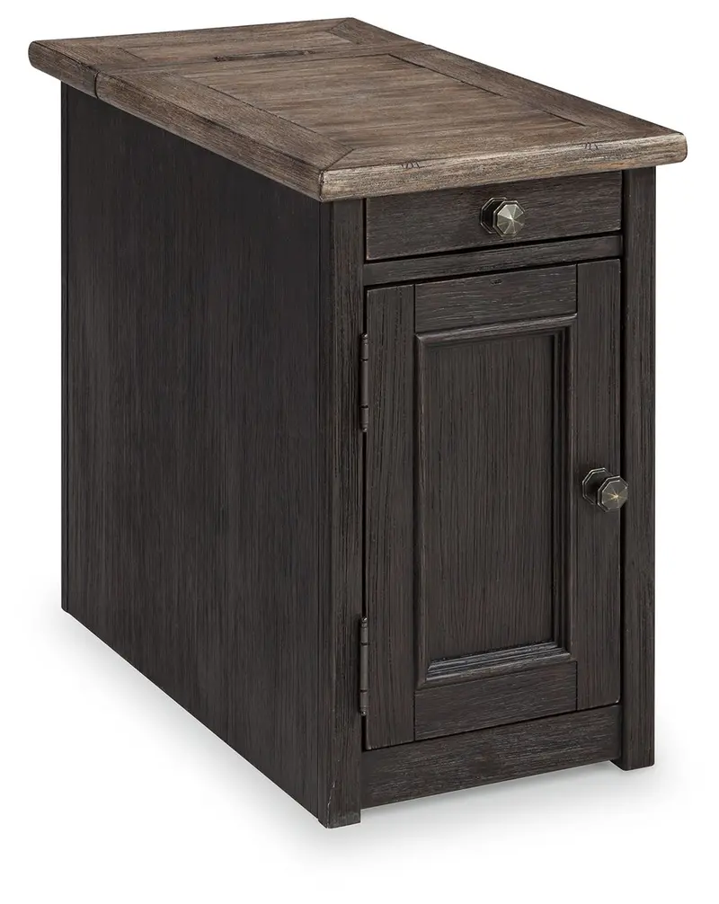 Tyler Creek Grayish Brown and Black Chair-Side End Table