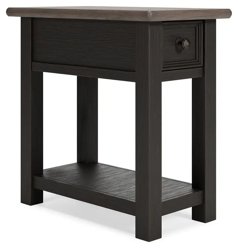 Tyler Creek Slim Chair-Side End Table – Black and Gray Industrial Design