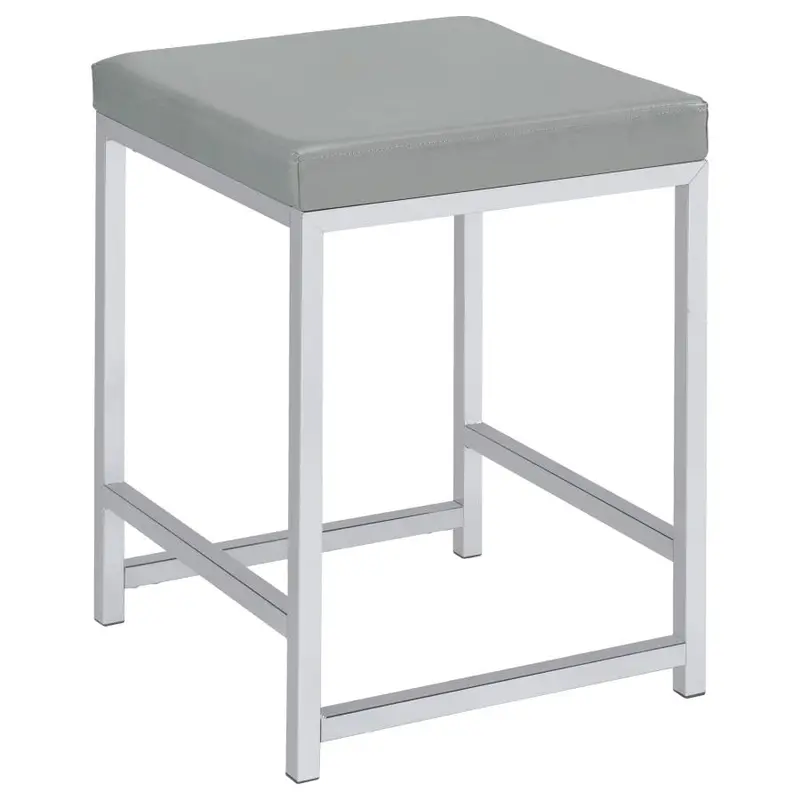 Umbridge Light Gray Upholstered Square Vanity Cushion Stool