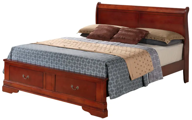 Upholstered Sleigh Bed with Refined Panel Headboard