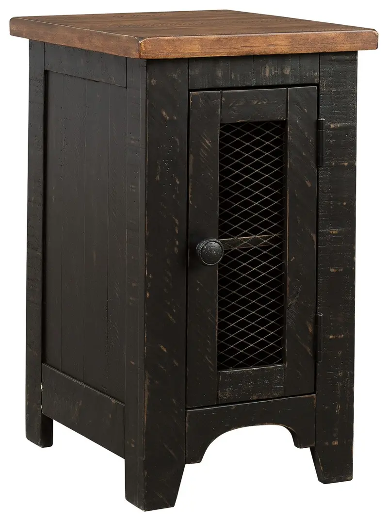 Valebeck Chair-Side End Table – Black and Brown Two-Tone Accent Table