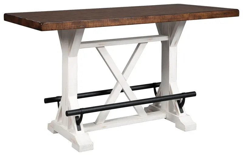 Valebeck Rectangular White-and-Brown Dining Counter Table