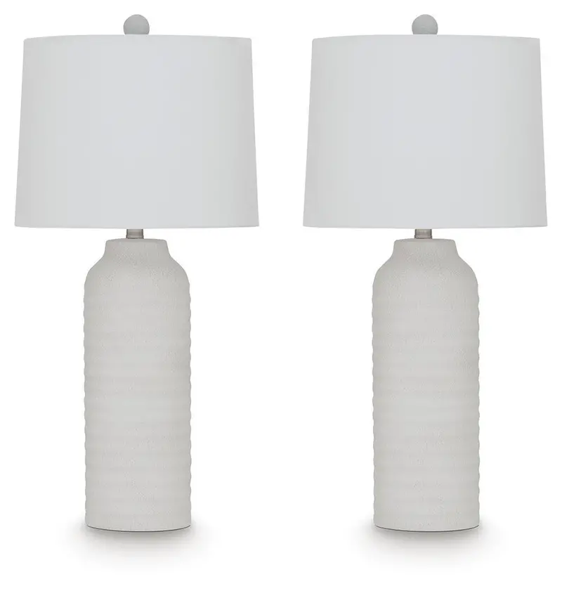 Vauville White Polyresin Table Lamps – Set of 2