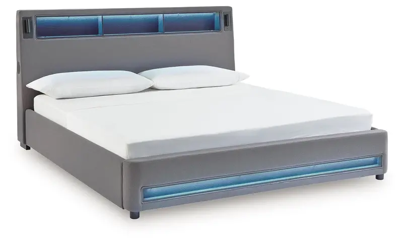 Verishaw Upholstered Platform Bed with Soft-Textured Finish