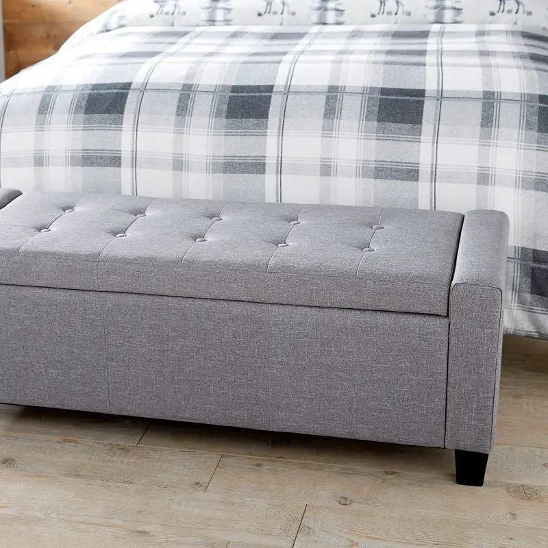 Verona Large Single-Door Ottoman in Light Grey Fabric