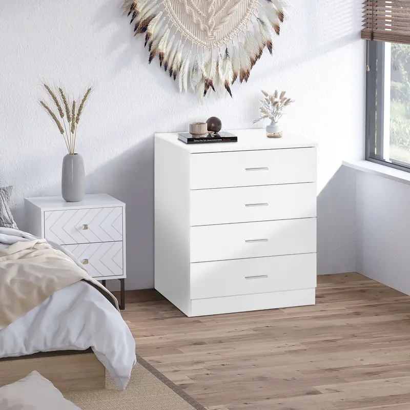 Vertical 4-Drawer Storage Cabinet with Anti-Tip Hardware and Smooth Metal Rails