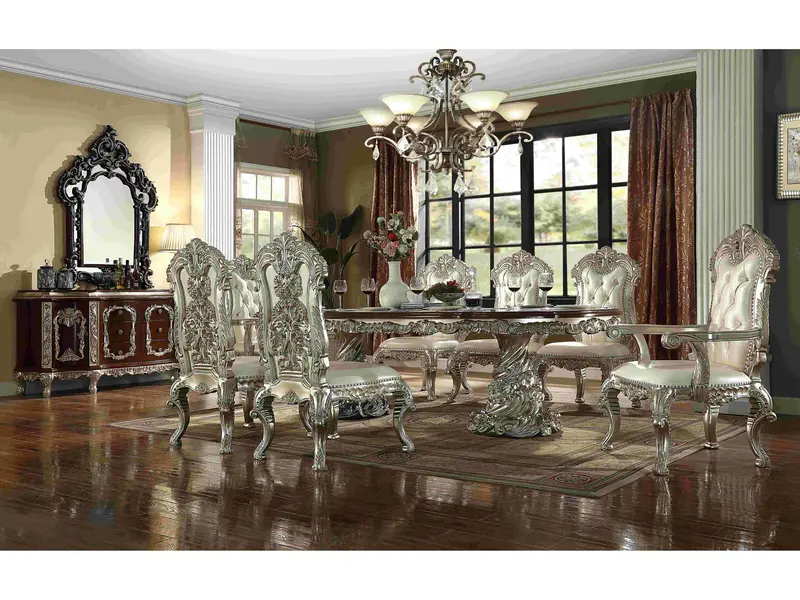 Vienna 9-Piece Dining Set – Expandable Table with Upholstered Chairs