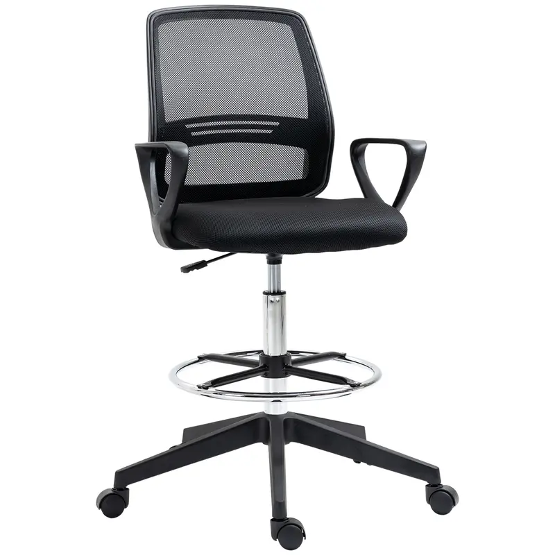 Vinsetto Ergonomic High-Back Draftsman Chair – Height-Adjustable, Swivel Office Seat with Footrest