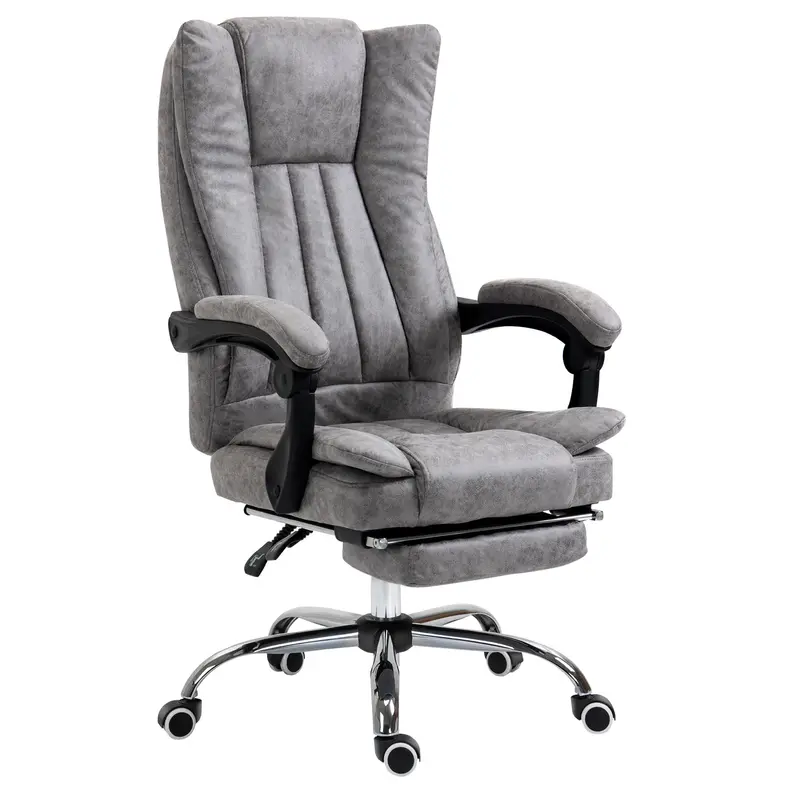 Vinsetto Grey Home Office Chair – Reclining, Armrests, Footrest & 360° Swivel Wheels