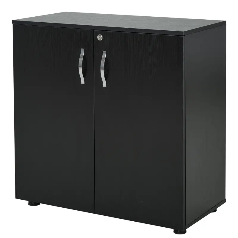 Vinsetto Two-Tier Locking Office Cabinet – Melamine-Finished File Organizer with Aluminium Handles
