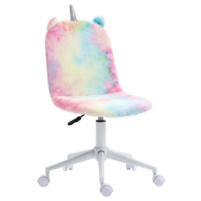Vinsetto Unicorn-Themed Swivel Desk Chair – Fluffy Mid-Back Design with Casters