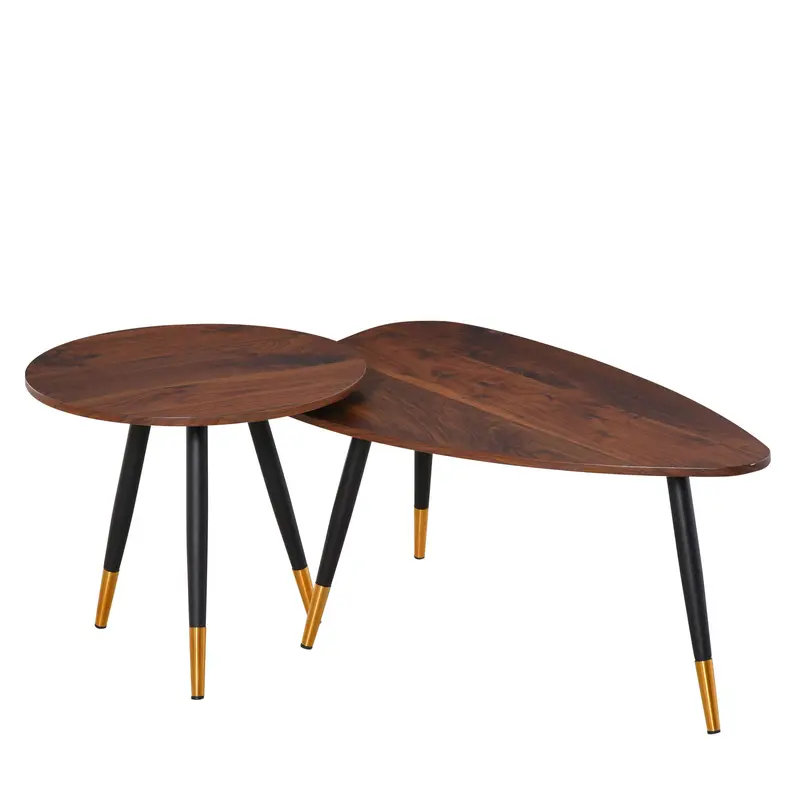 Vintage-Inspired Nesting Coffee Tables Set of 2 – Triangle & Rectangular End Tables for Living Spaces
