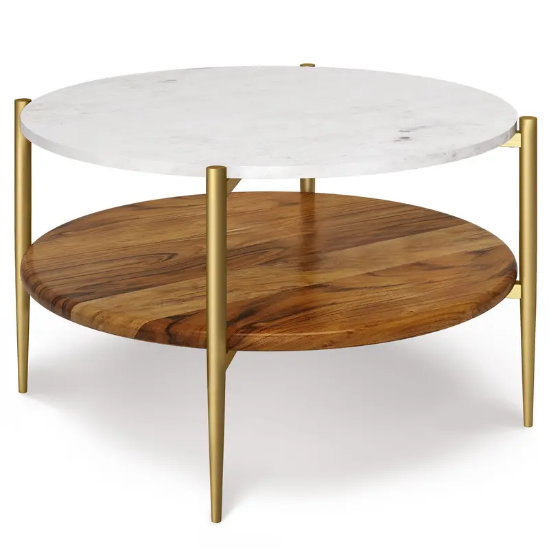 Wagner Marble-and-Wood Round Table – Luxury Mixed-Material Centerpiece