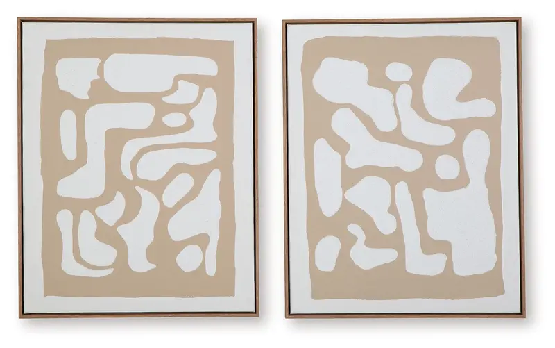 Waldett Beige and White Dual-Piece Wall Decor