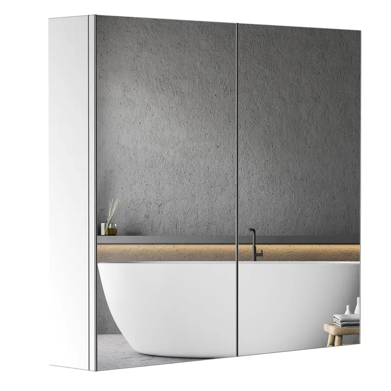 Wall-Mounted Bathroom Mirror Cabinet with Adjustable Shelves and Soft-Close Door