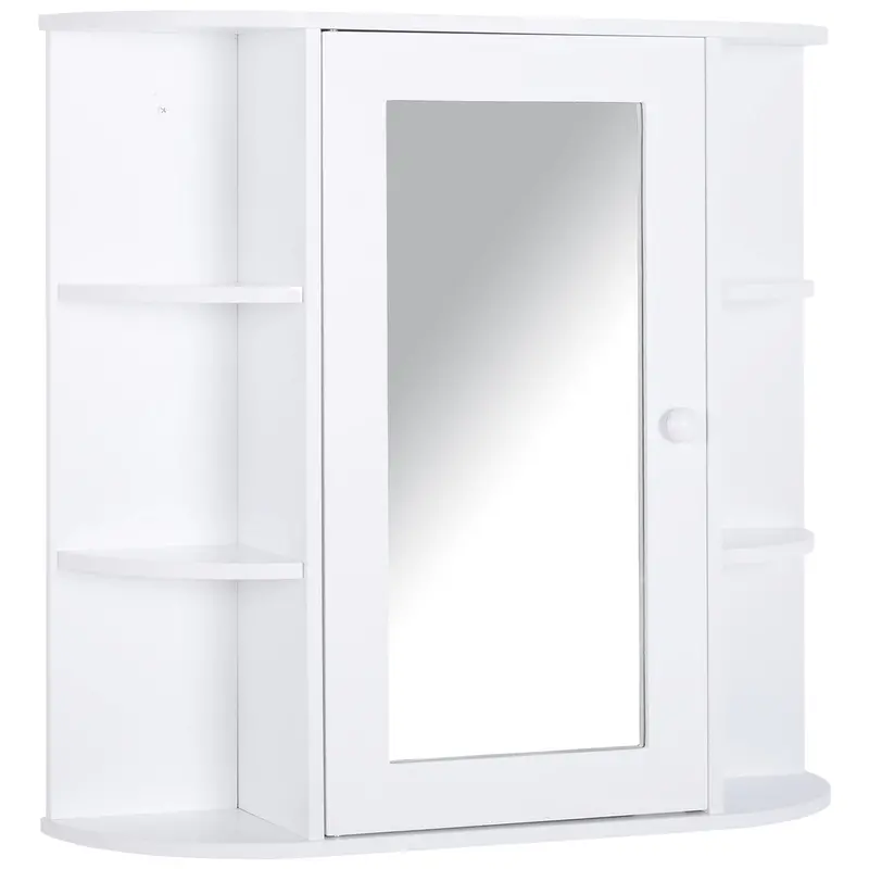 Wall-Mounted Bathroom Vanity Cabinet with Mirror and Dual-Tier Shelving – White