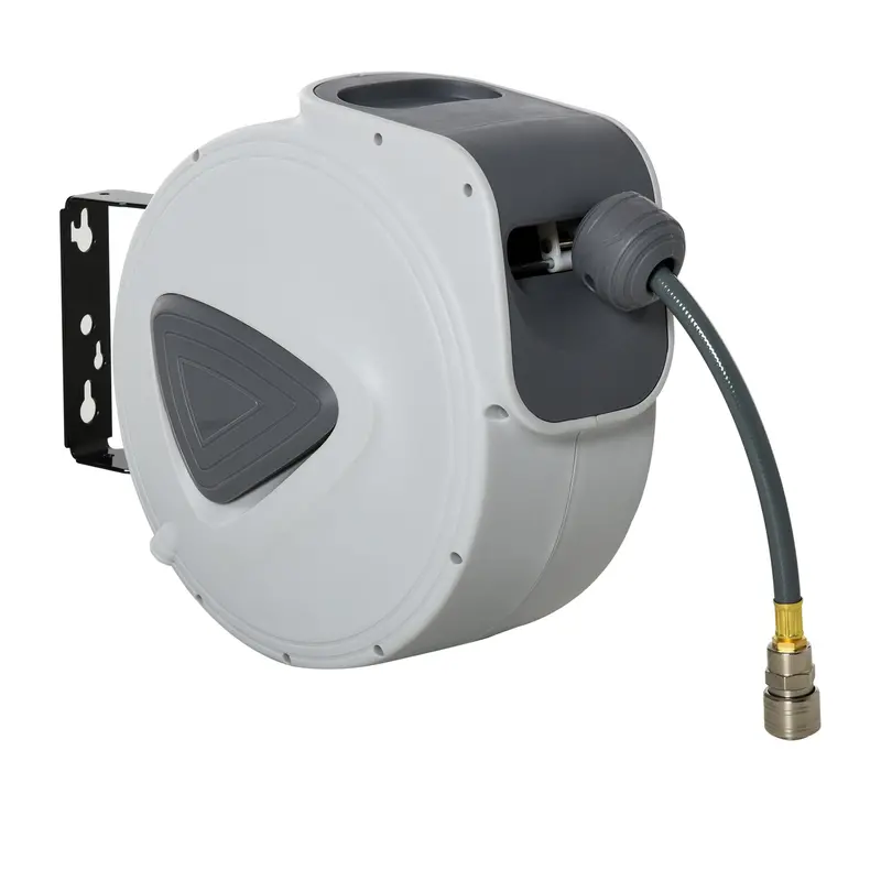 Wall-Mounted Retractable Air Hose Reel – 1/4″ Fitting, 15m + 1.4m Lead