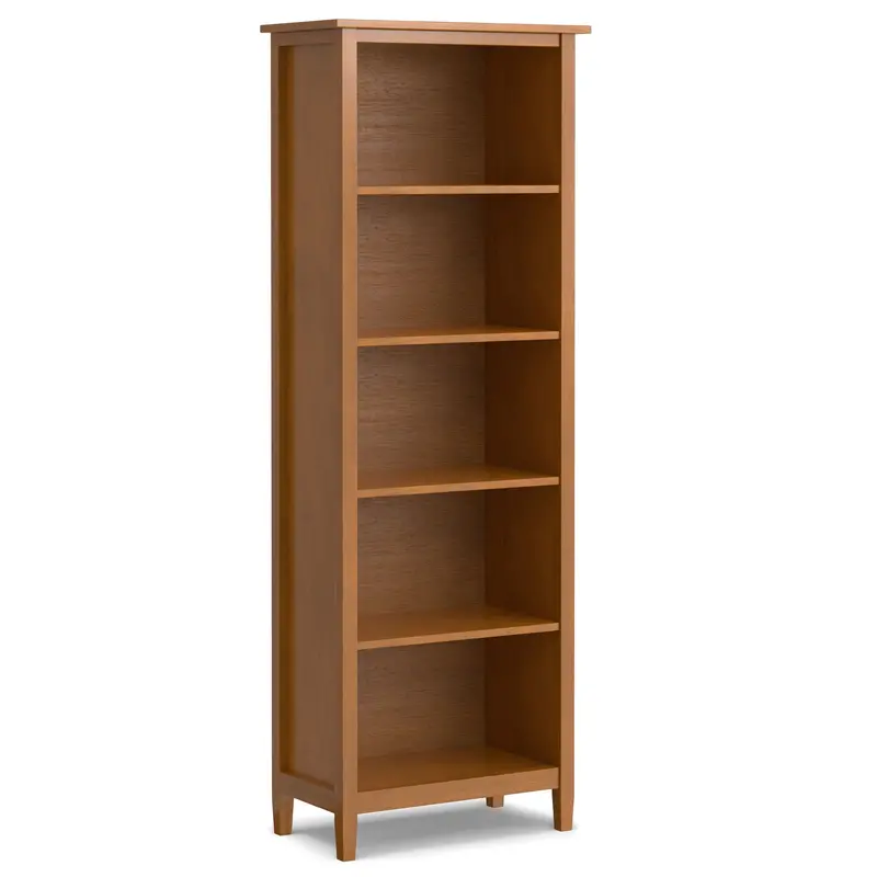 Warm Shaker 5-Tier Bookshelf – Rustic Modern Wooden Shelving Unit