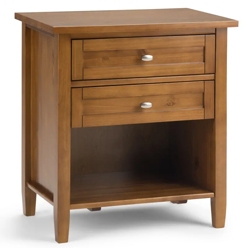 Warm Shaker Bedside Table – Compact Nightstand with Shelf & Drawer