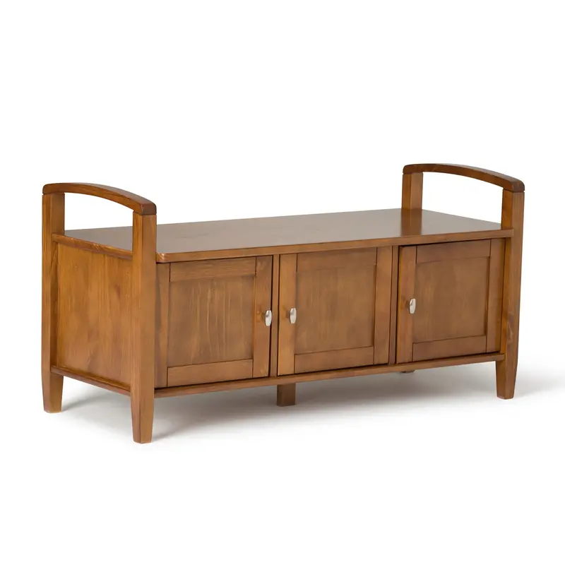Warm Shaker Entryway Bench – Handcrafted Storage Seat with Linen Upholstery