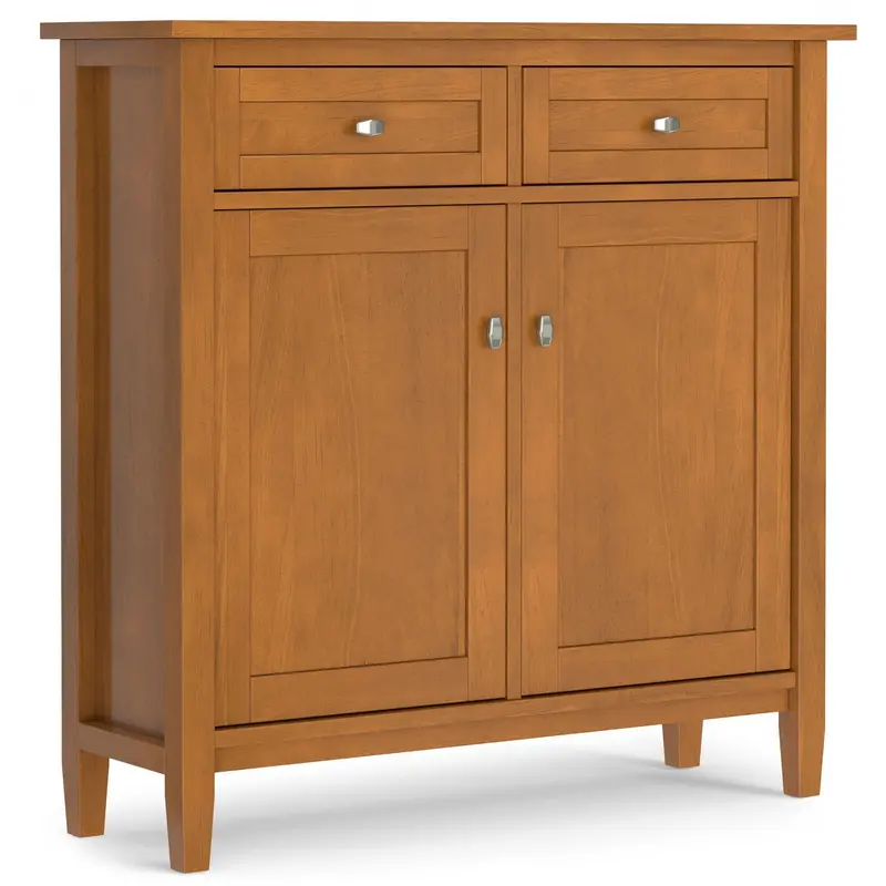 Warm Shaker Entryway Storage Unit in Brown with Shaker-Style Paneling