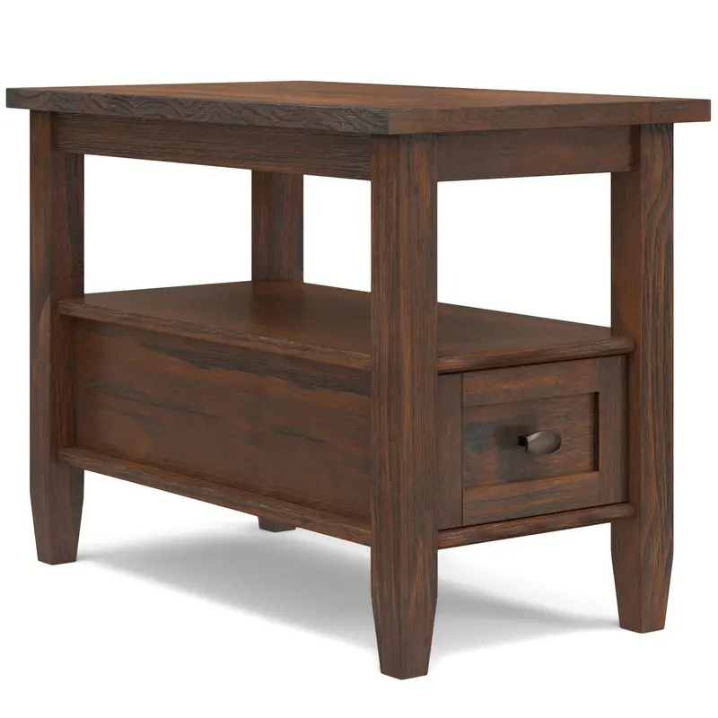 Warm Shaker Narrow Side Table in Distressed Charcoal Brown Finish