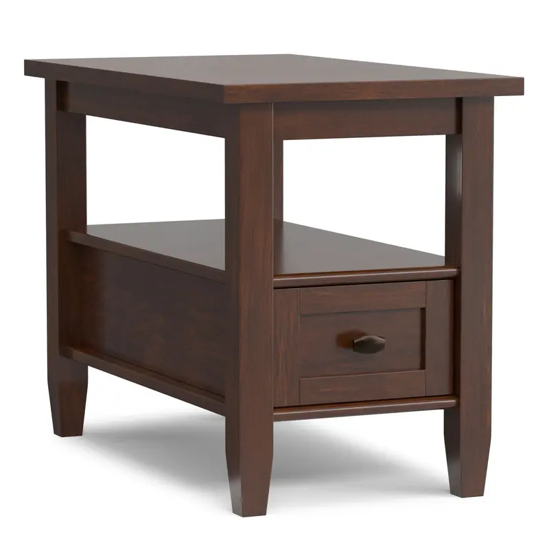 Warm Shaker Slim Side Table – Narrow Profile in Brown