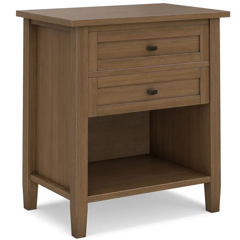 Warm Shaker-Style 2-Drawer Bedside Table in Rich Brown