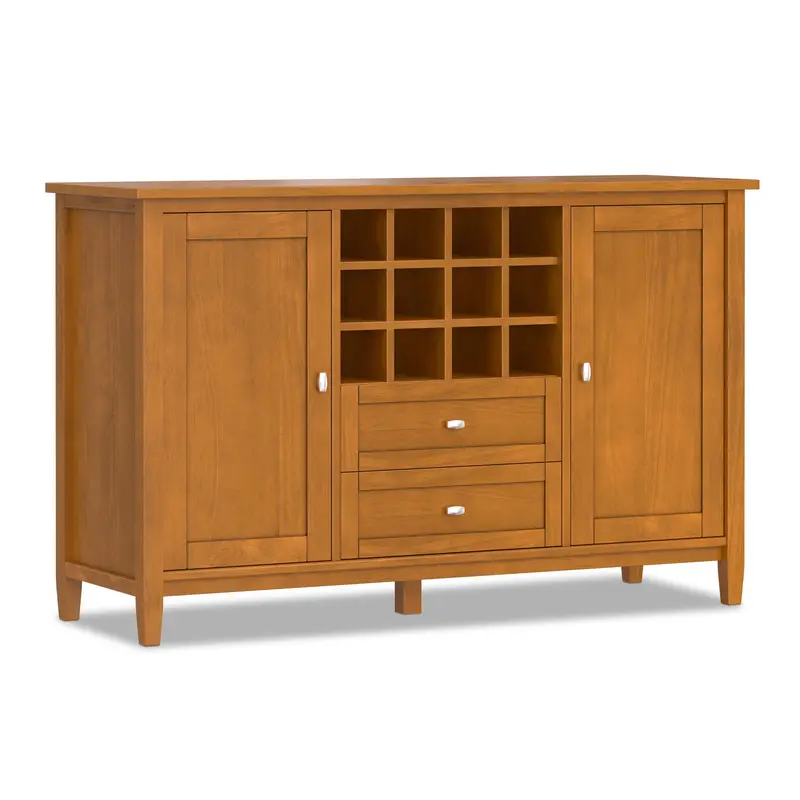 Warm Shaker Wine Storage Cabinet with Integrated Rack and Brown Finish