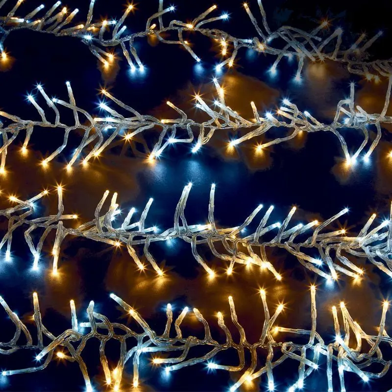 Warm White LED Cluster Light – 720-Bulb Festoon Garland