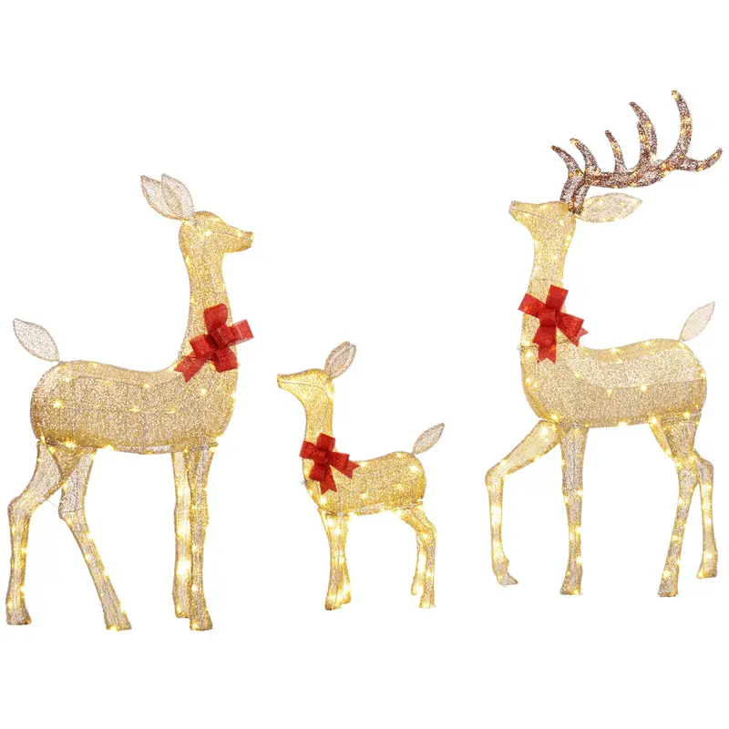 Warm White Outdoor Christmas Light Set – 3-Piece Multifunction LED Display