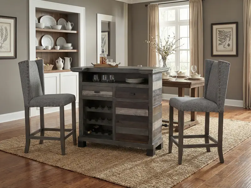 Westminster 3-Piece Bar Set Including Server, Stools, and Accessories