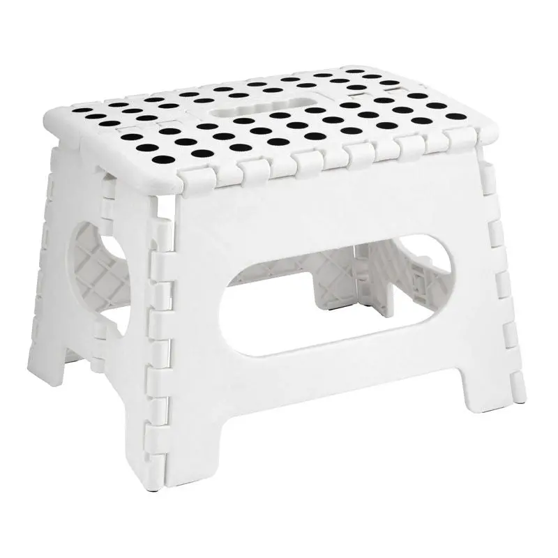 White & Black Polka Dot Compact Folding Stool