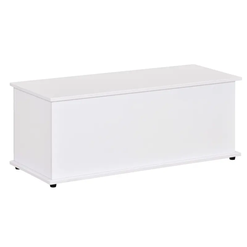 White Wooden Storage Trunk – Lid-Closing Toy, Blanket, or Linen Box