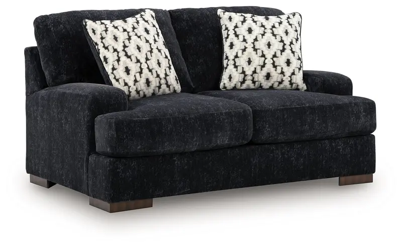 Whitmore Manor Black Pearl Fabric Loveseat
