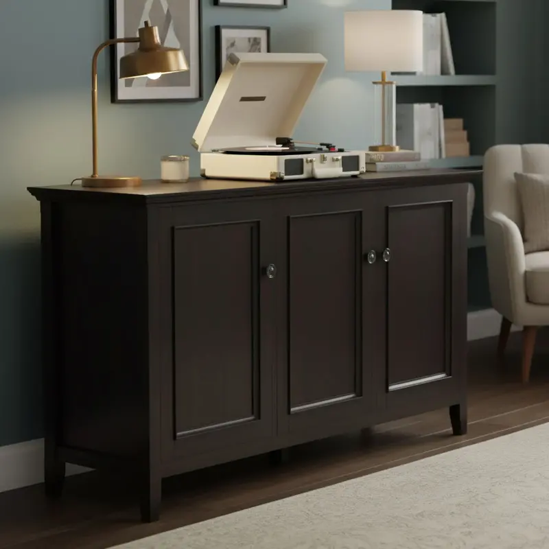 Wide 3-Door Hickory Brown Storage Cabinet – Amherst