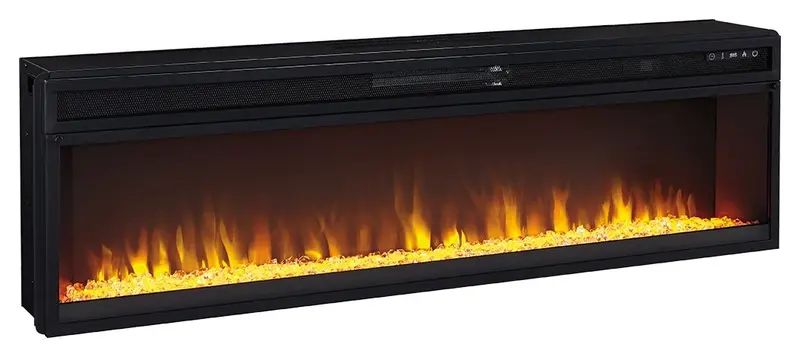 Wide Black Fireplace Insert for Entertainment Centers