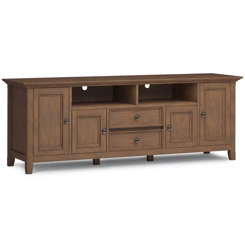 Wide Rustic Natural Aged Brown TV Stand – Amherst