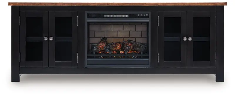 Wildenauer 76-Inch Electric Fireplace TV Stand – Built-In Heater and Media Storage