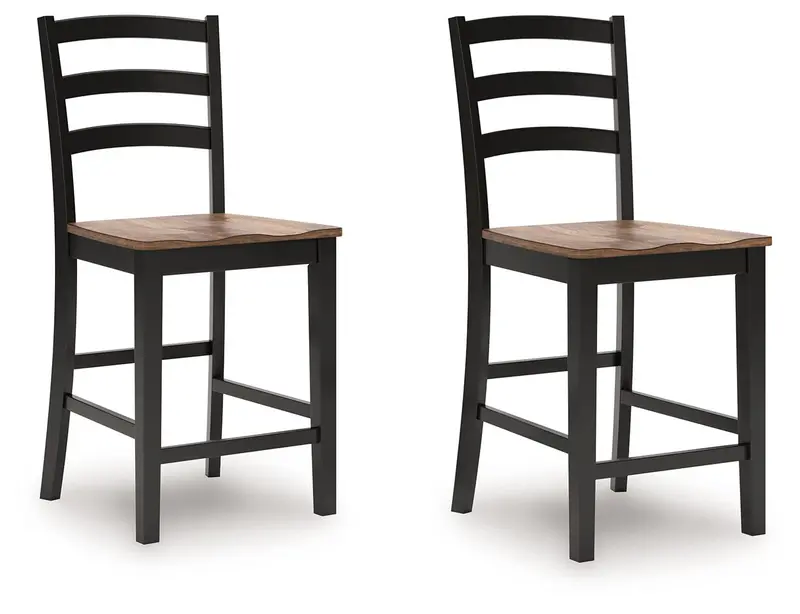 Wildenauer Two-Tone Brown and Black Barstools (Set of 2)