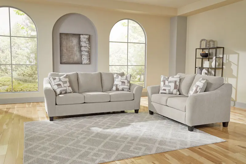 Willarae Two-Piece Living Room Set – Sofa and Loveseat in Soft Taupe Fabric