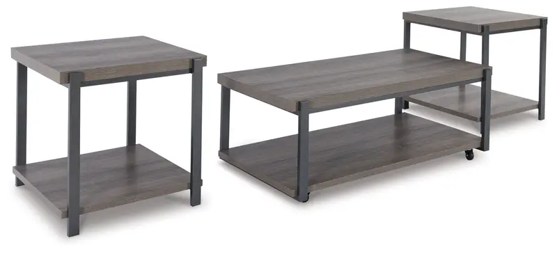 Wilmaden Gray and Black Occasional Table Collection – 3-Piece Set