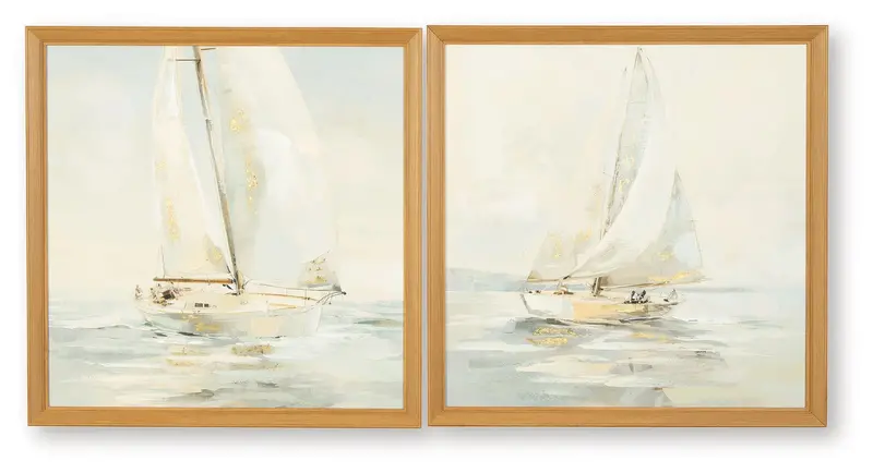Winbrook Gray Tan Gold Wall Art Pair – Abstract Framed Prints