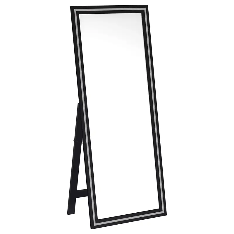 Windrose 28″ x 67″ LED Backlit Standing Mirror in Matte Black