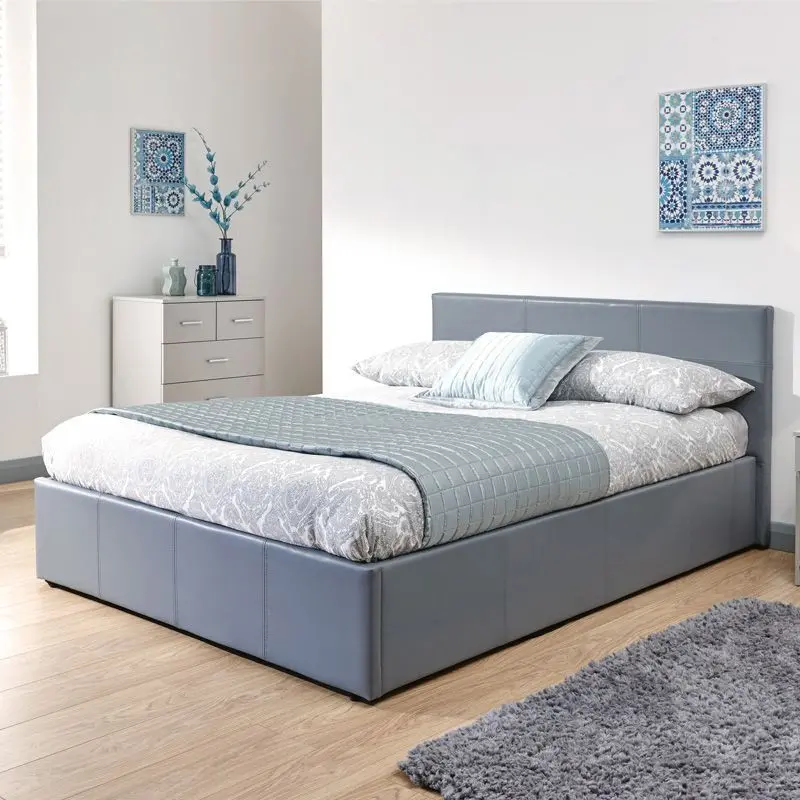 Winston Faux Leather Ottoman Bed – Small Double Size (4 ft x 7 ft), Grey Finish