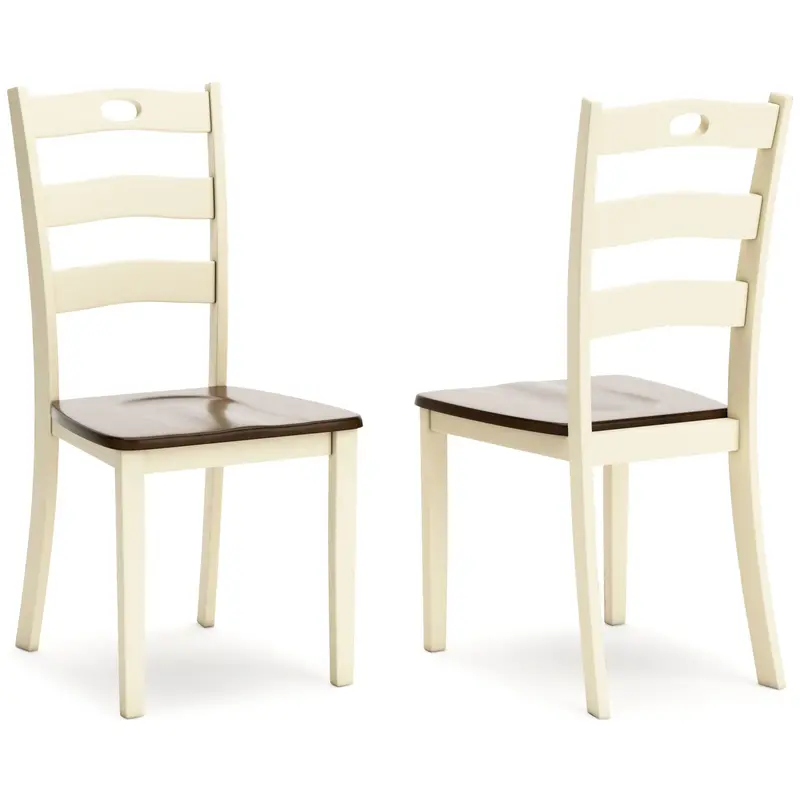 Woodanville Cream-and-Brown Dining Side Chairs – Set of 2, Coordinating Upholstered Seating