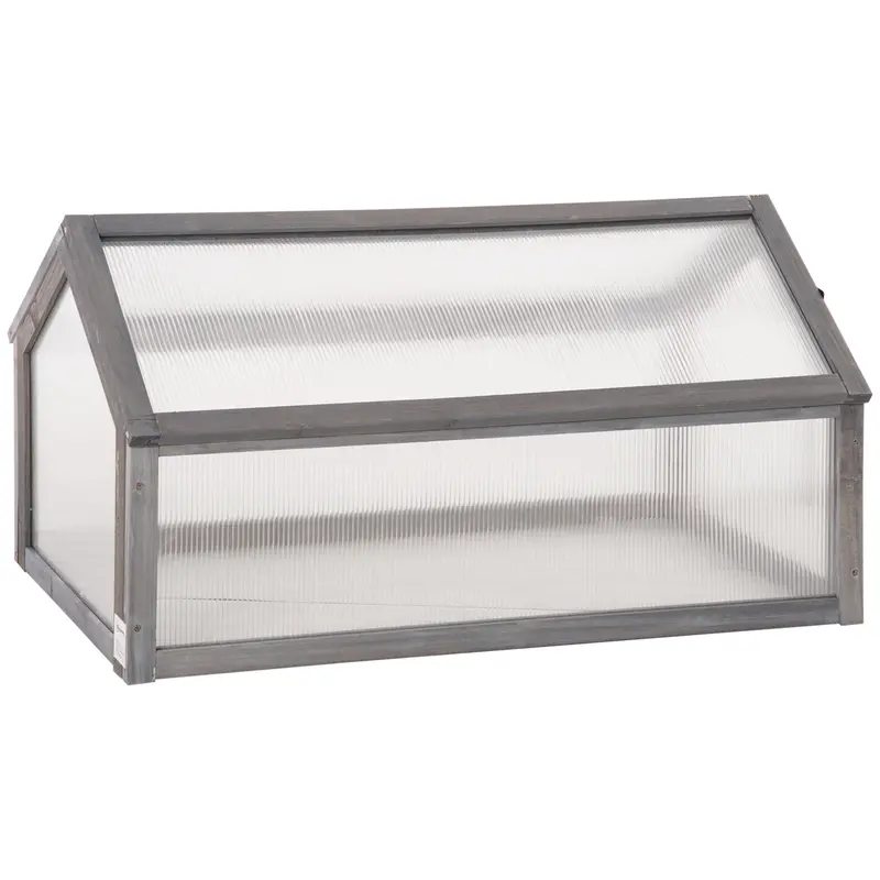 Wooden Cold Frame Greenhouse with Polycarbonate Panels and Hinged Lid