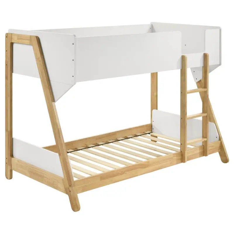 Wyatt Twin-over-Twin Bunk Bed in White and Natural Wood
