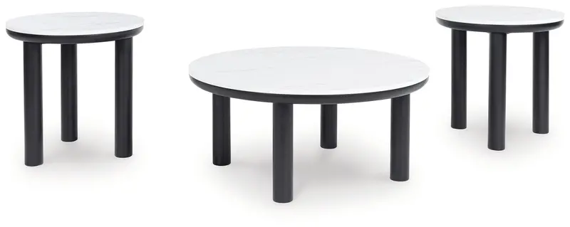 Xandrum Black-and-White Nested Occasional Table Set (3)